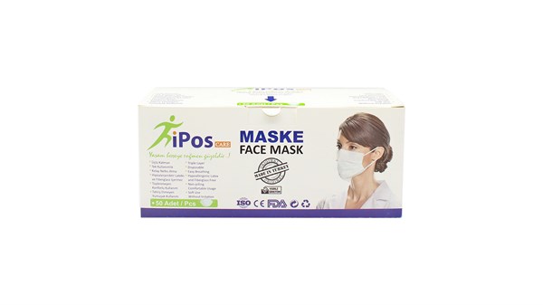 iPos Care - Üç Katlı Tek Kullanımlık Yüz Maskesi