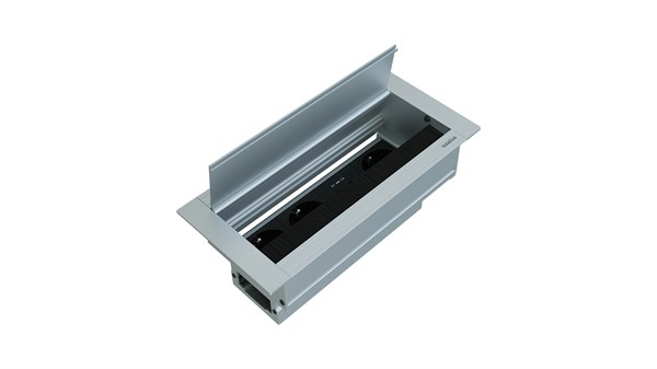 Metalline® Cap-Line Fırçalı Kapaklı Masaüstü Priz Sistemi USB - Natürel Eloksal