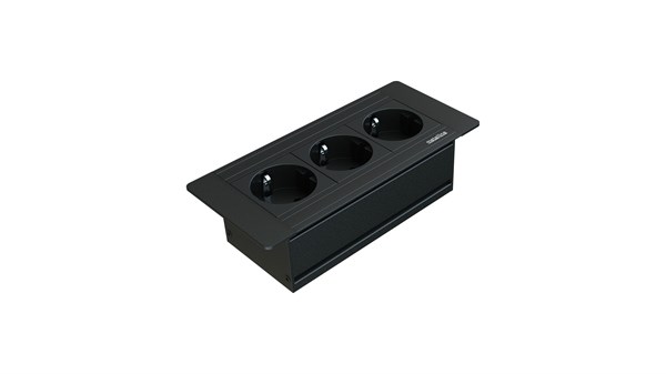 Metalline® Flat-Line Kapaksız Gömme Masaüstü Priz Kutusu - Siyah