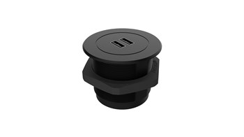 Metalline® Circular-Line Modüler Hızlı Şarj Kutusu - USB - Siyah