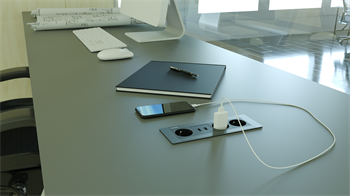 Metalline® Flat-Line Kapaksız Gömme Masaüstü Priz Kutusu USB - Antrasit
