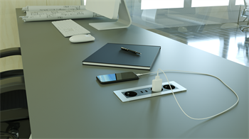 Metalline® Flat-Line Kapaksız Gömme Masaüstü Priz Kutusu USB -Eloksal