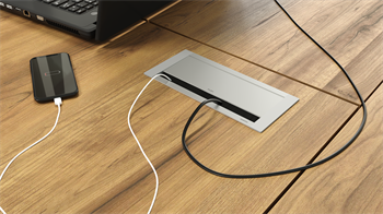 Metalline® Push-Line Bas-Aç Masaüstü Priz Kutusu USB - Natürel Eloksal