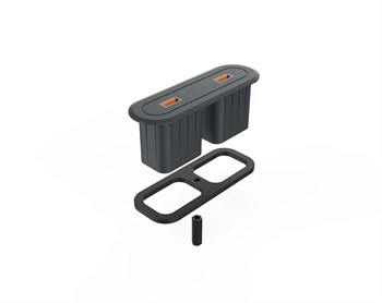 Metalline® Slim-Line Çift USB'li Şarj Kutusu Oval Kenar - Siyah