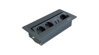 Metalline® Sole-Line Dönmeli Masaüstü Priz Kutusu USB - Antrasit