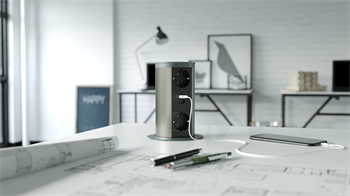 Metalline® Tower-Line Bas-Aç Masaüstü Priz Kutusu USB-A , USB-C - Antrasit