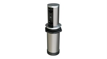 Metalline® Tower-Line Bas-Aç Masaüstü Priz Kutusu Kombin - Gümüş