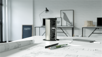 Metalline® Tower-Line Bas-Aç Masaüstü Priz Kutusu USB - Siyah